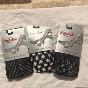 Frenchi Black and White Fishnet Lace Tights